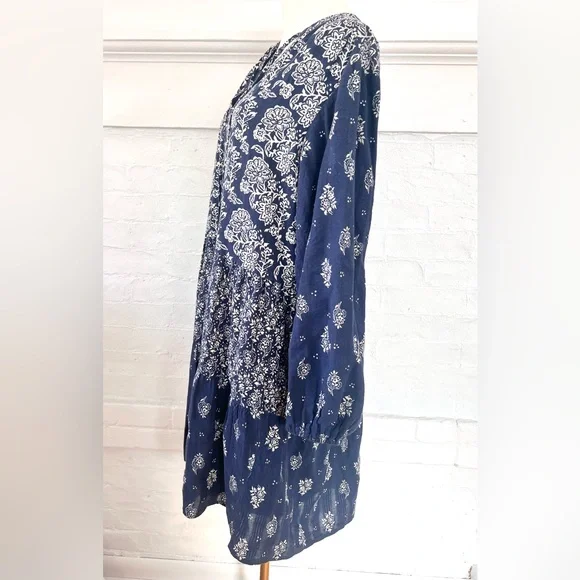 Anthropologie Maeve Carlita Tierd Tunic Dress Cotton Blue Floral Mini Bo… - Picture 5 of 13